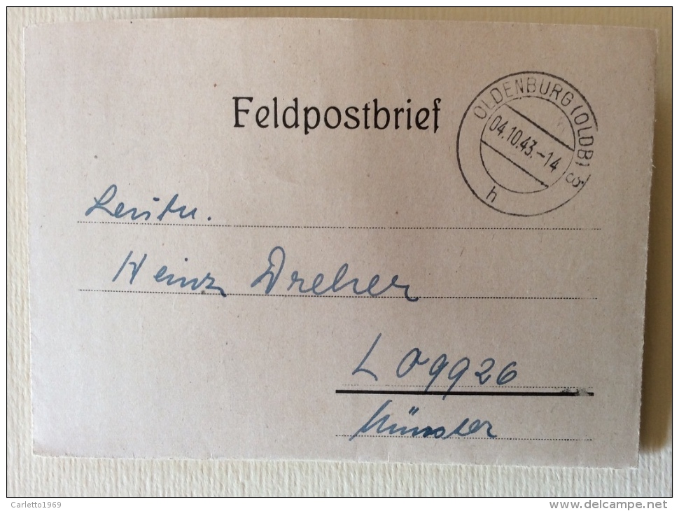 Feldpostbrief  Oldenburg Data 04/10/1943 - Documenti