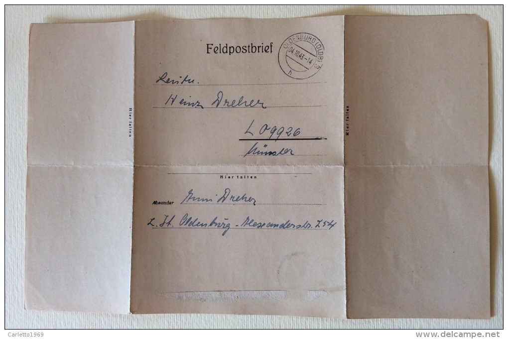 Feldpostbrief  Oldenburg Data 04/10/1943 - Documents