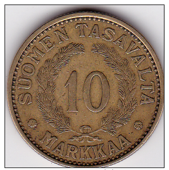 FINLANDE - PIECE DE 10 MARKKAA - 1930 - Finlande