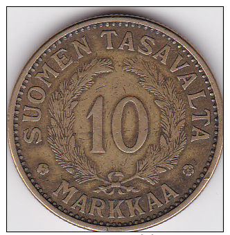 FINLANDE - PIECE DE 10 MARKKAA - 1932 - Finland