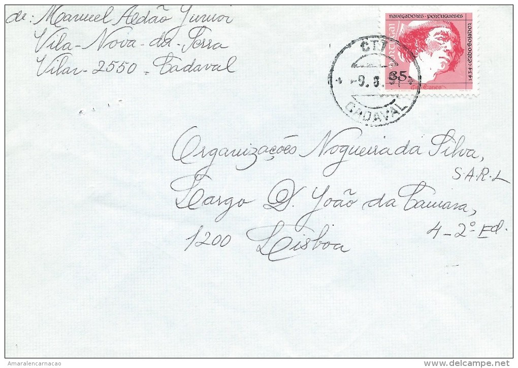 TIMBRES - STAMPS- MARCOPHILIE - PORTUGAL - NAVEGATEUR GIL EANES - CAP BOJADOR (1434) - CACHET 09-08-1991 - CADAVAL - Postal Logo & Postmarks