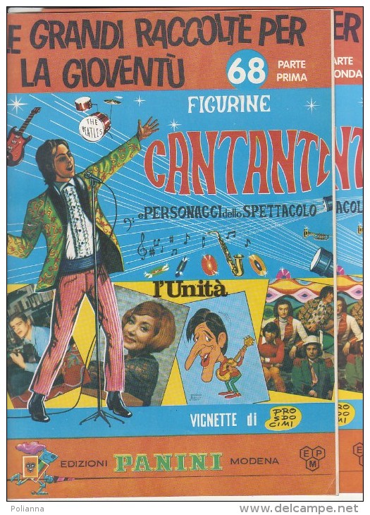 M#0F33 ALBUM FIGURINE CANTANTI PANINI 1968 RIST.Ed.UNITA´ Parte I E II - Edizione Italiana