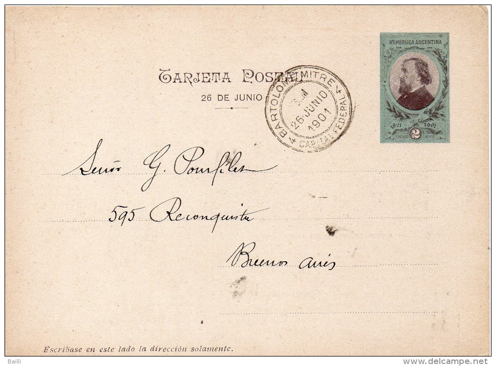 ARGENTINE ENTIER POSTAL ILLUSTRE 1901 - Enteros Postales