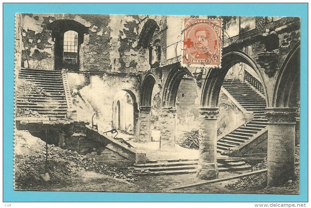 150 Op Kaart " Ruines De Louvain / Universite " Met Stempel LOUVAIN 1F LEUVEN - 1918 Rotes Kreuz