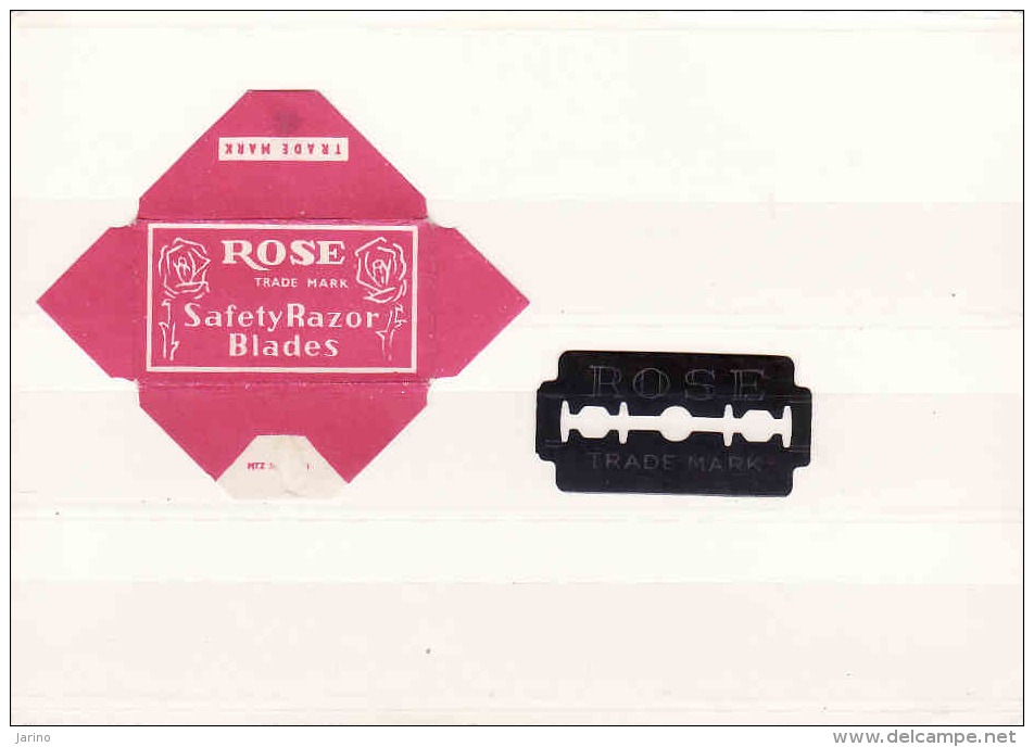 Old Razor Blade+wrappers-Rasierklinge+Verpackungen-Enveloppeur+lames De Rasoir-LAMETTA DA BARBA, Rose - Hojas De Afeitar