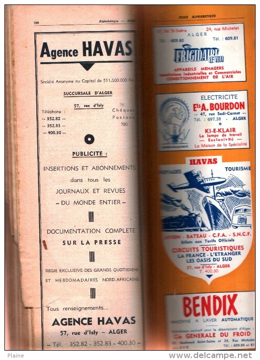 Annuaire Téléphonique-Liste Par Professions Des Abonnés Au Réseau Telephoniques D'ALGER-1956 - Annuaires Téléphoniques