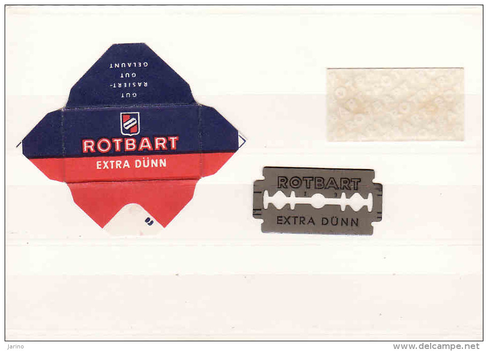 Old Razor Blade+wrappers-Rasierklinge+Verpackungen-Enveloppeur+lames De Rasoir-LAMETTA DA BARBA, Rotbart Extra ,Germany - Hojas De Afeitar