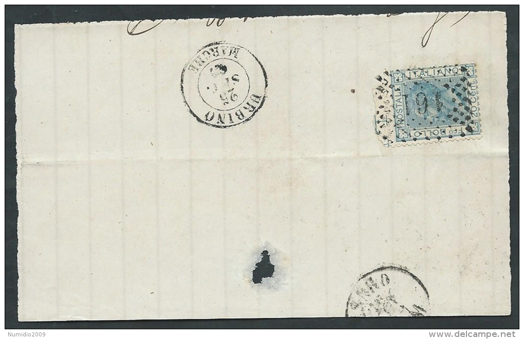 1867 REGNO USATO EFFIGIE 20 CENT FRAMMENTO ANNULLO NUMERALE - AA079 - Oblitérés