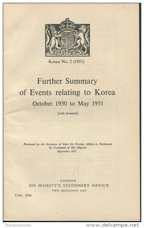 1951 HMSO UK Government Report - Korea War October 1950 - May 1951 - Historical Documents