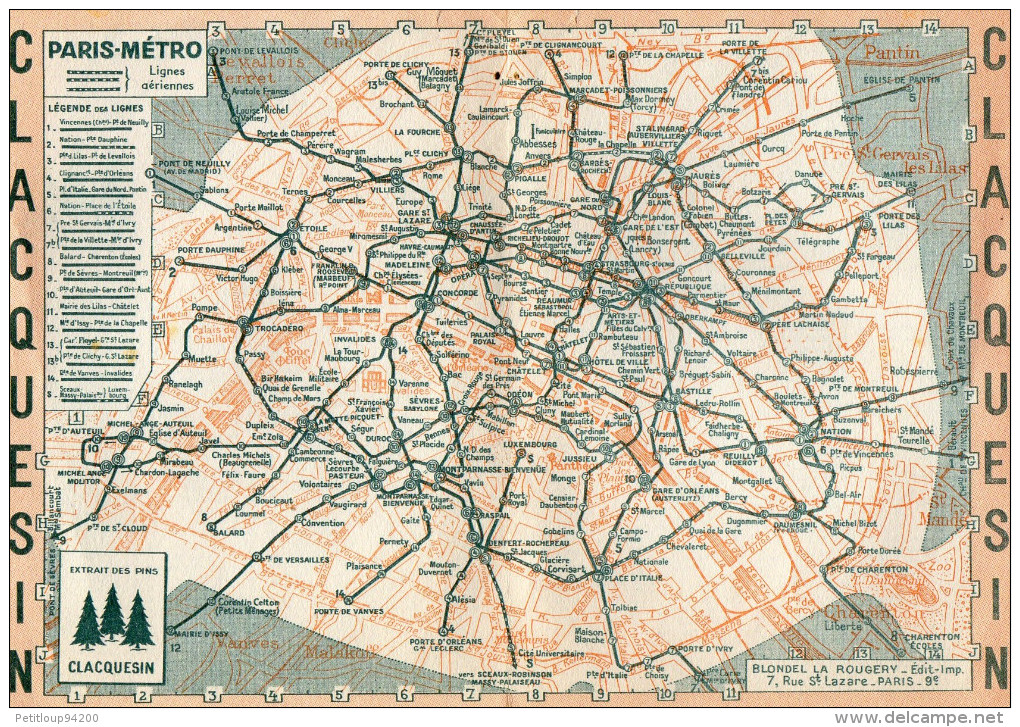 PLAN METRO RATP PUBLICITE  Apéritifs *Clacquesin *Sinkor - Europa