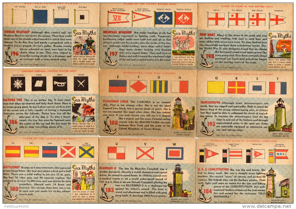 FICHES ILLUSTREES  UNITED STATE NAVY  Navires ETC...  Ships/Flags/Uniform Insigna/Code Flag Alphabet  ETC... (lot De 15) - Bateaux