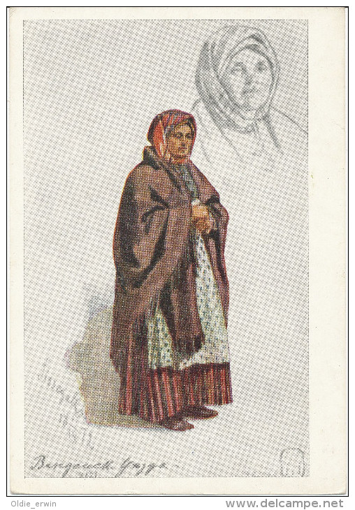 Alte AK Lettland 1954, Lettische Frau In Ihrer Tracht, K. Hüns 1872 - Latvia