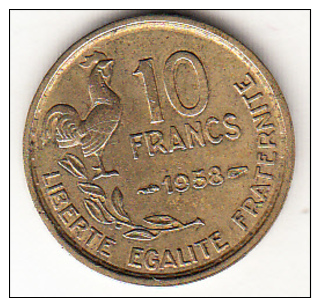 FRANCIA 1958.  10 FRANCOS   MBC GRABADOR GUIRAUD   CN4312 - Otros & Sin Clasificación