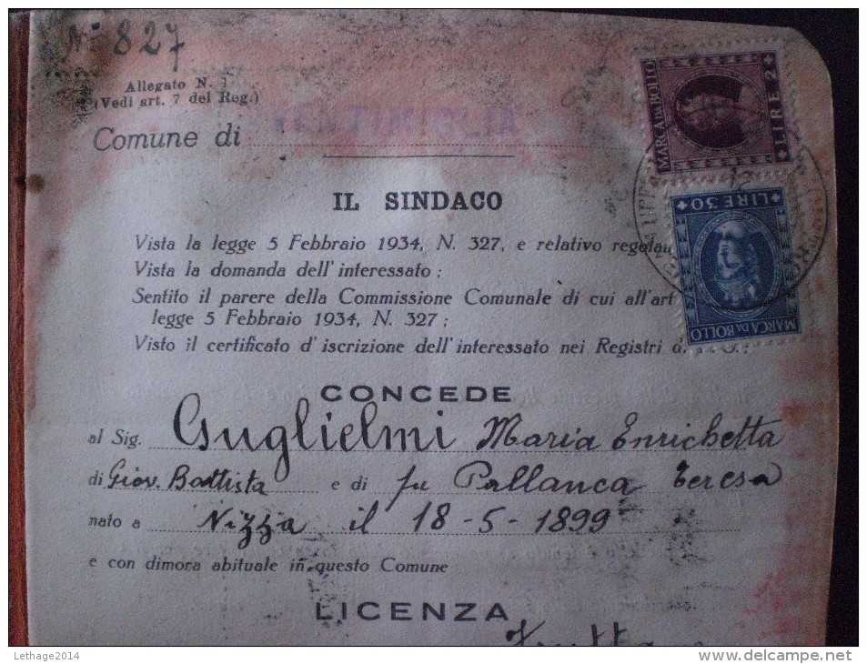 DOCUMENTO LIBRETTO LICENZA PER ESERCIZIO DI AMBULANTE 1948 - Strafport Voor Mandaten