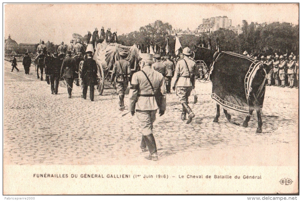 CPA 75 (Paris) - 1er Juin 1916, Funérailles Du Général Gallieni - Le Cheval De Bataille Du Général - 2 Scans, Cachet TBE - Funérailles