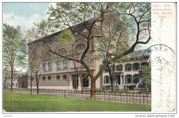 New Haven Connecticut, Yale University Gymnasium, Campus Building, C1900s Vintage Postcard - New Haven