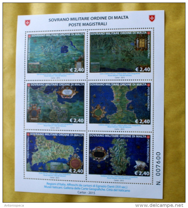 SMOM 2015 - ANTICHE CARTE GEOGRAFICHE 2ND SERIES , FULL SHEET MNH** - Malta (la Orden De)