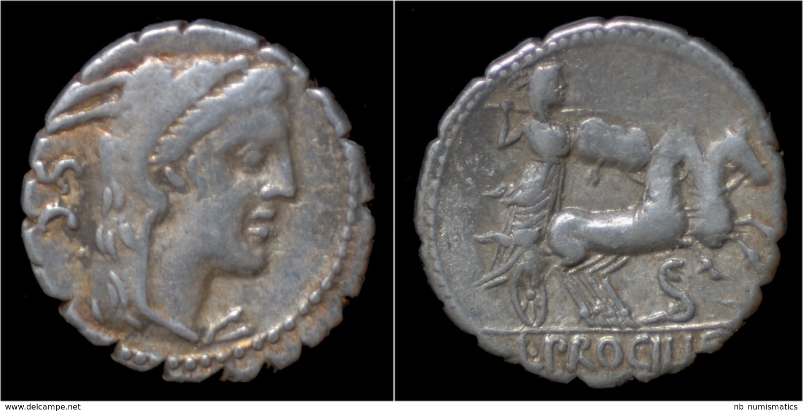 L.Procilius AR Serrate Denarius - Repubblica (-280 / -27)