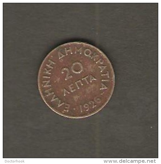 GREECE   20 LEPTA  1926  (KM # 67) - Greece