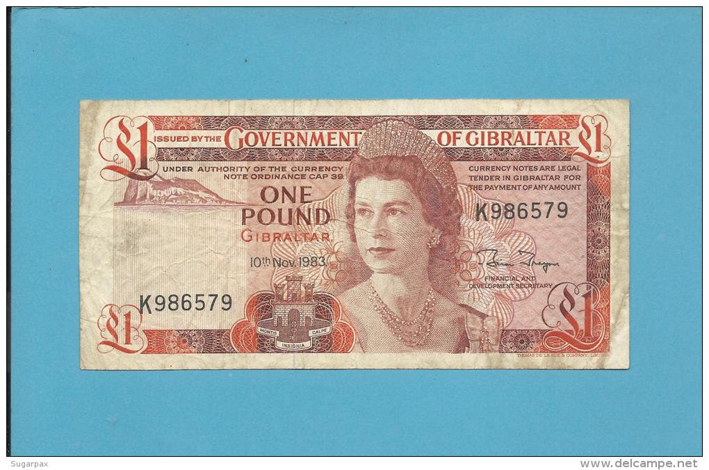 GIBRALTAR - 1 POUND - 10.11.1983 - P 20.c - Queen Elizabeth II - 2 Scans - Gibilterra