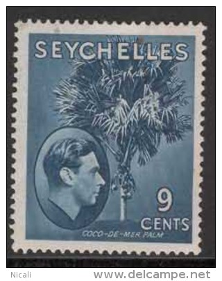 SEYCHELLES 1938 9c Dull Blue Palm SG 138ad HM AR52 - Seychelles (...-1976)