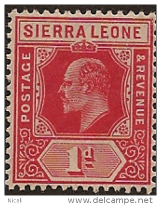 SIERRA LEONE 1907 1d KEVII SG 100a HM PN175 - Sierra Leone (...-1960)