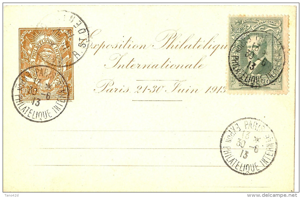 LCH- PSEUDO ENTIER "EXPOSITION PHILATELIQUE INTERNATIONALE PARIS JUIN 1913" AVEC VIGNETTE  F. FAURE - Private Stationery