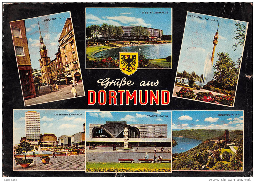 Zs51912 Germany Dortmund Hohensyburg Theater Train Station Reinoldkirche Westfalenhalle Tv Tower - Dortmund