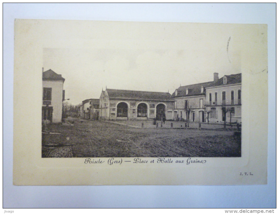 RISCLE  (Gers)  :  Place Et  HALLE  Aux  GRAINS  1910    - Riscle