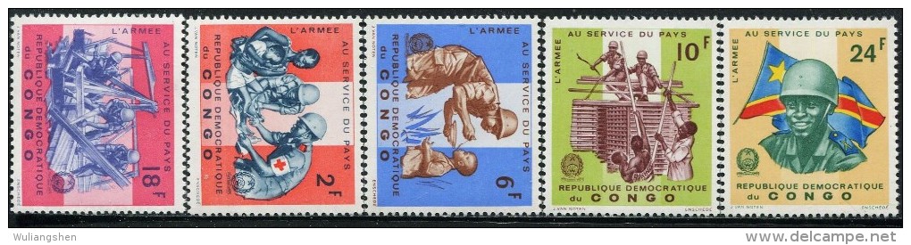 DA1315 DRC 1958 Military Construction Flag Medical 5v MNH - Sonstige & Ohne Zuordnung