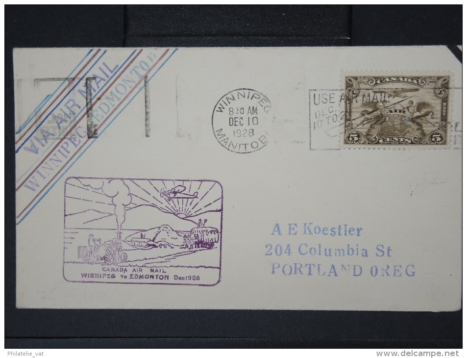 CANADA- Enveloppe Transportée Par Avion En 1928 A Voir Joli Cachet   LOT P4529 - Luchtpost