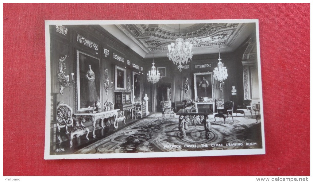 England> Warwickshire > Warwick  Castle Cedar  Drawing Room   RPPC--1818 - Warwick