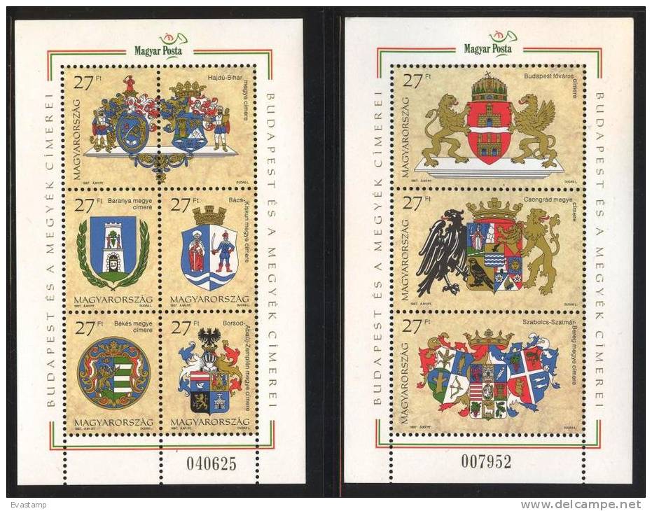 HUNGARY - 1997. Coat Of Arms Of Budapest And Counties I. MNH!!! Mi: Bl.238-239. - Neufs