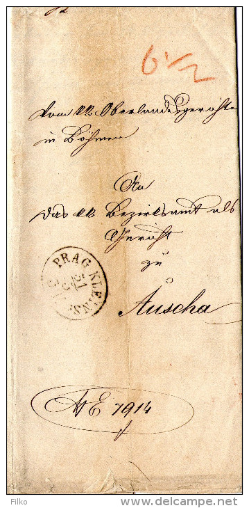 Cover From Prag Kleins,31/5.1863,via Leitmeritz,1/6.1863,sent To Auscha [USTEK],1/6.1863,as Scan - ...-1850 Voorfilatelie