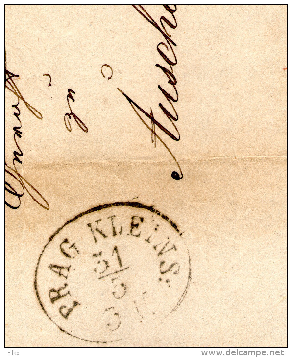 Cover From Prag Kleins,31/5.1863,via Leitmeritz,1/6.1863,sent To Auscha [USTEK],1/6.1863,as Scan - ...-1850 Prephilately