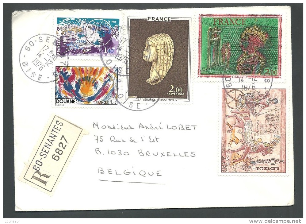 ! - 1976 - Timbres Sur Lettre (5 Obl) - Recommandé - De France (Senantes) Vers Belgique (Bruxelles) - Lettres & Documents