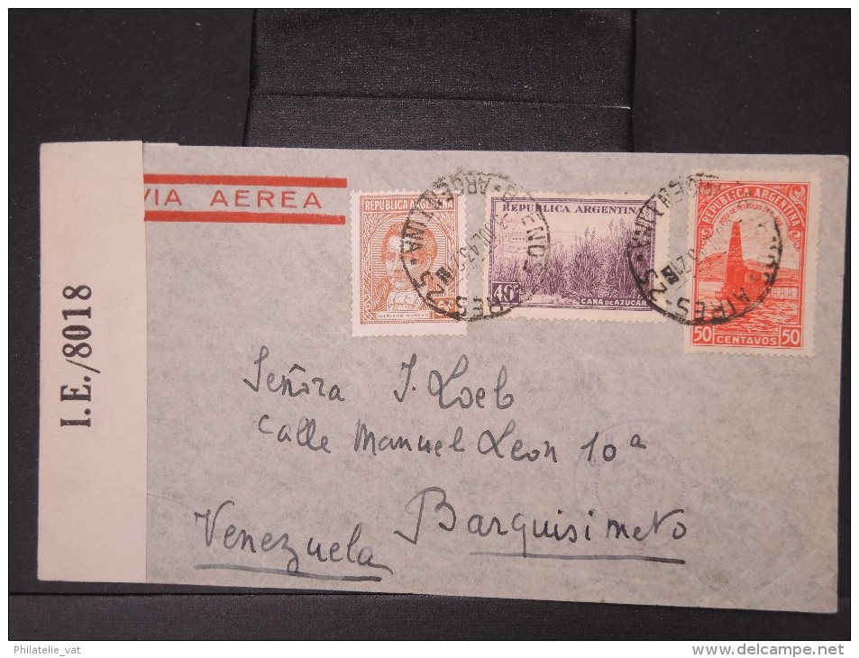 ARGENTINE- Enveloppe Par Avion De Buenos Aires Pour Le Venezuela En 1943 Avec Controle Postal   LOT P4550 - Lettres & Documents