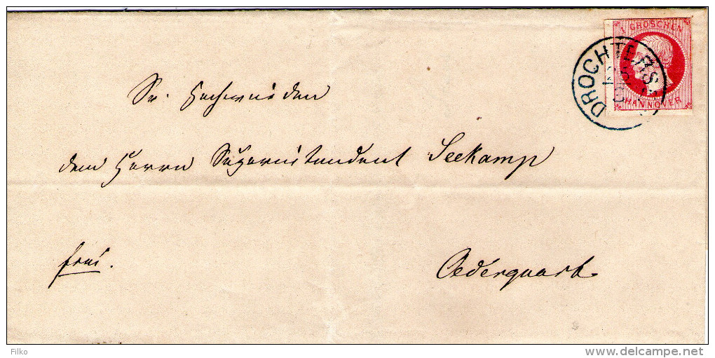 Envelop,sent From Drochtersen,25/3,to Freiburg,26/3,1863,as Scan - Hanover