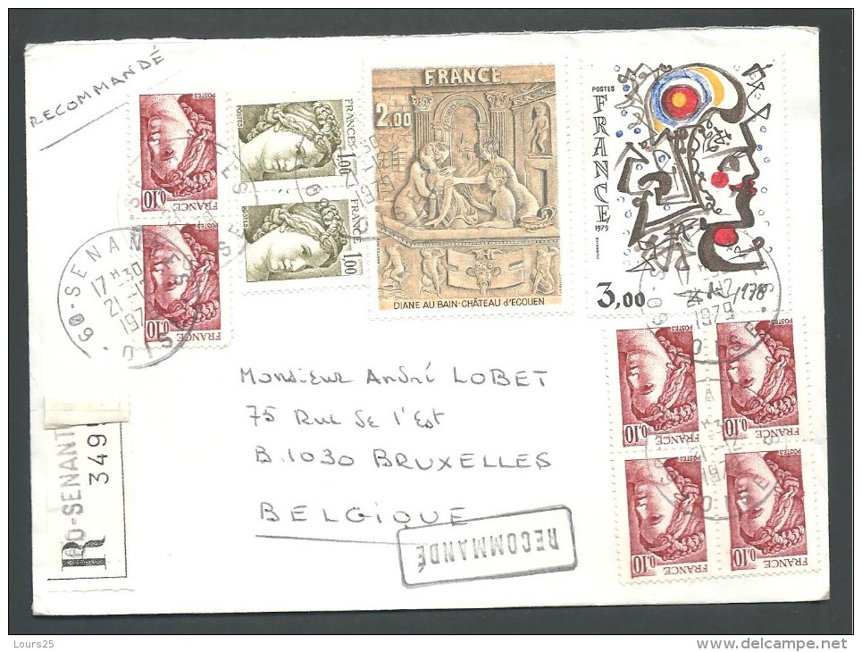 ! - 1979 - Timbres Sur Lettre (10 Obl) - Recommandé - De France (Senantes) Vers Belgique (Bruxelles) - Lettres & Documents