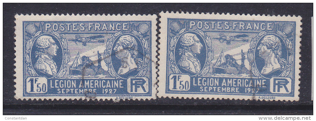 FRANCE N° 245 1F50 OUTREMER VISITE DE LA LEGION AMERICAINE 2 NUANCES DIFFERENTES OBL - Used Stamps