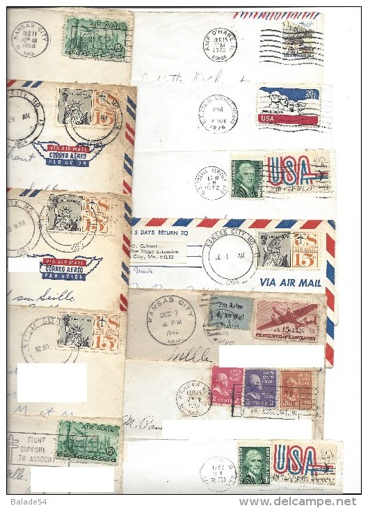 Lot De 25 Timbres Sur Enveloppe - USA, Tunisie, Belgique - Poste Aérienne - Dont Un Entier Postal - Voir Scan Et état - Mezclas (max 999 Sellos)