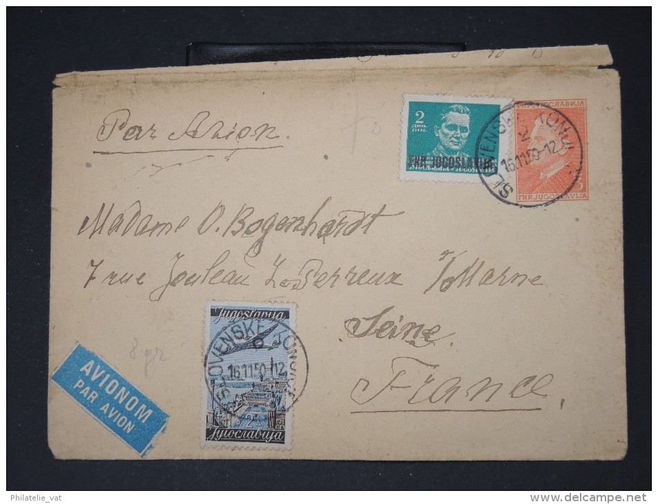 YOUGOSLAVIE- Entier Postal +complement Pour La France En 1950    P4602 - Entiers Postaux