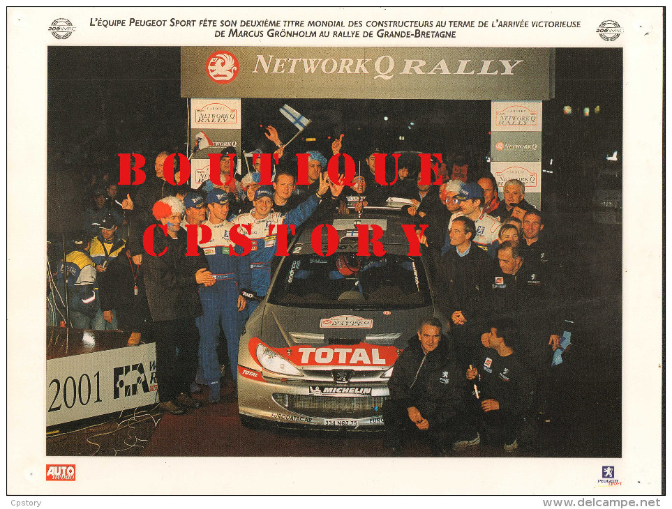 EQUIPE Et PILOTE PEUGEOT - VOITURE AUTOMOBILE De RALLYE 206 - AUTO COURSE - PUBLICITE TOTAL & MICHELIN - 30x40 - Autres & Non Classés