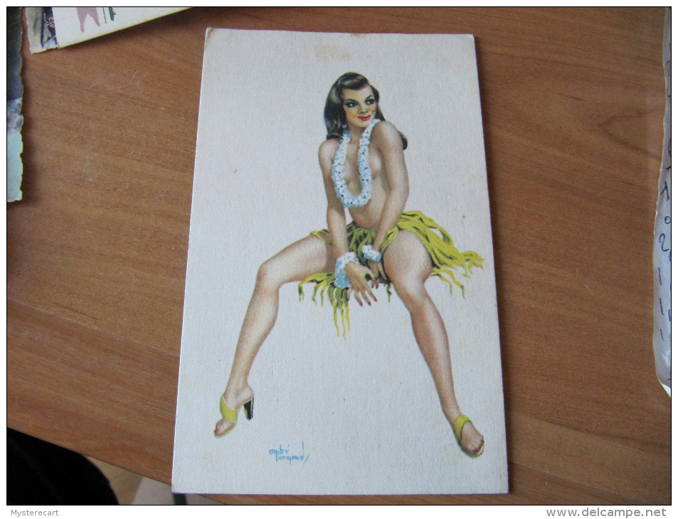 A1 CARTE FANTAISIE  ILLUSTRATEUR  André Bermond  PIN UP  SEINS NU NAKED..... - Bermond