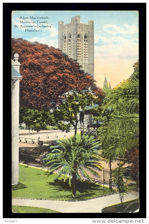 Alice Mackintosh, Memorial Tower St. Andrew's Cathedral, Honolulu / Postcard Not Circulated - Honolulu