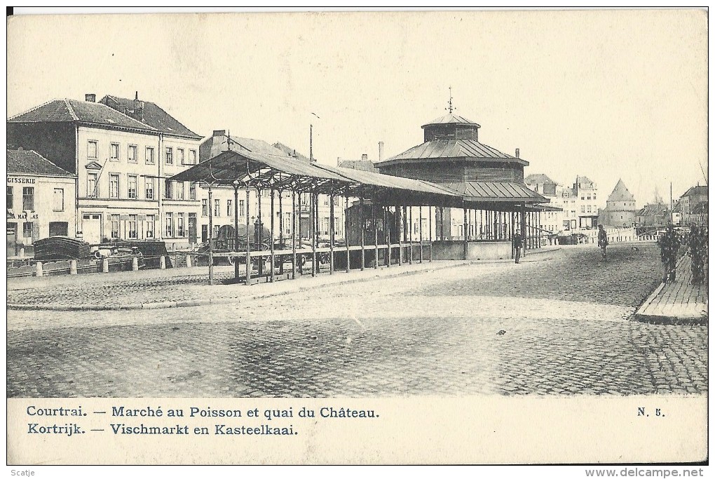 Cortrijk.  -   Vischmarkt En Kasteelkaai;  Prachtige Kaart;  1900 - Kortrijk