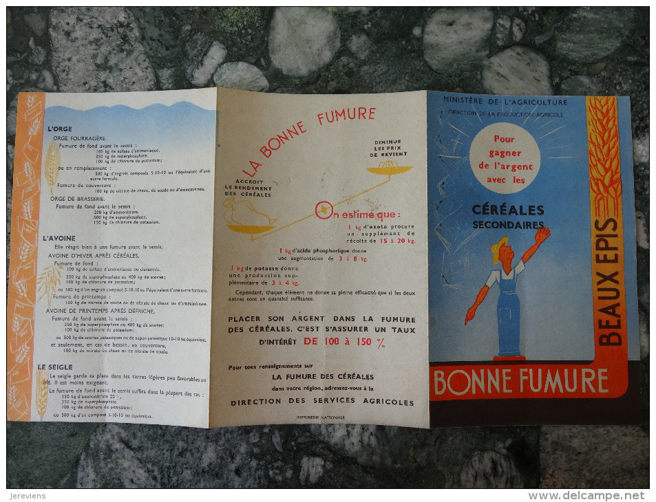 Fascicule Pub "Fumure Des Cereales "edite Par Le Ministere De L'Agriculture Annees 1950 - Autres & Non Classés