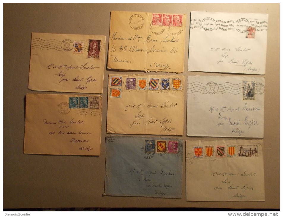 Marcophilie - Lettres - Lot De 8 Enveloppes Obliterations  Timbres Avant 1960 (1) - 1921-1960: Période Moderne