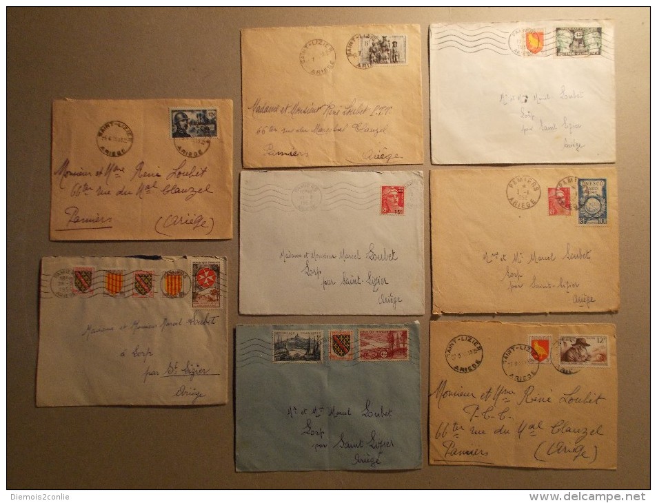 Marcophilie - Lettres - Lot De 8 Enveloppes Obliterations  Timbres Avant 1960 (6) - 1921-1960: Période Moderne