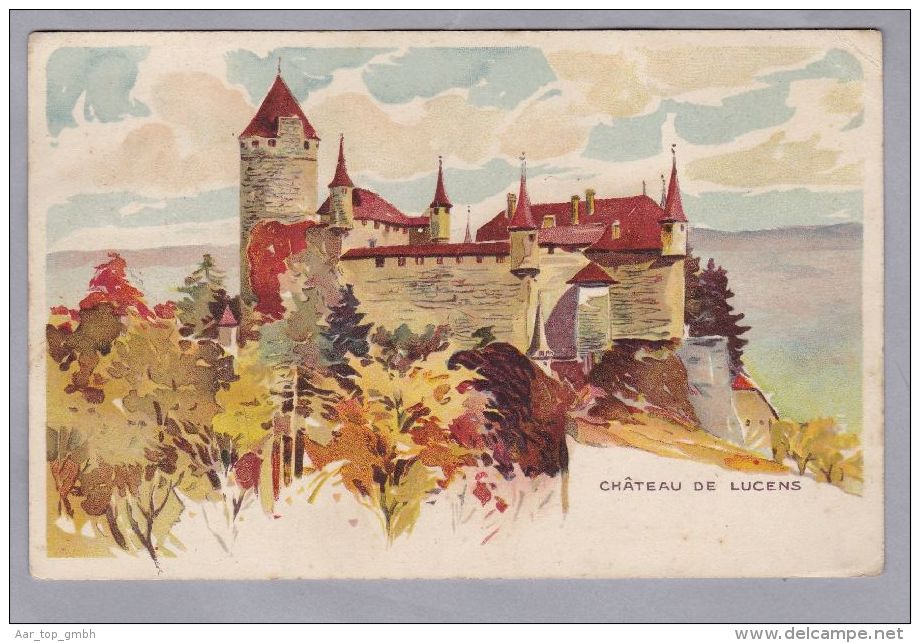 AK VD CHATEAU DE LUCENS 1921-07-22 Litho Chocolats Peter Kohler - Lucens